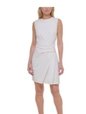 Calvin Klein Cream Sleeveless Twist-Waist Mini Dress